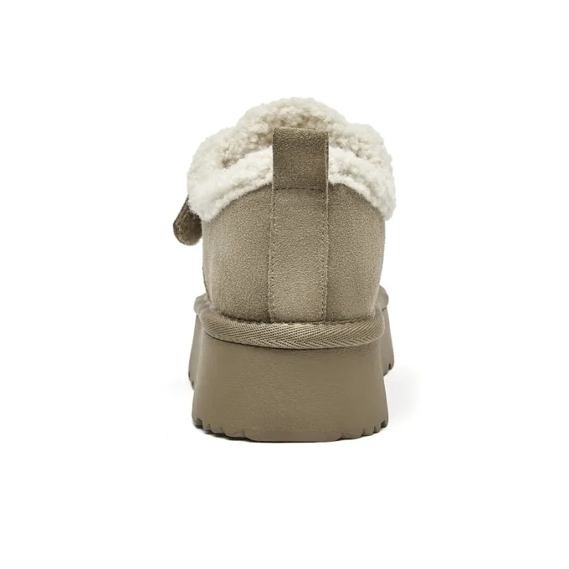 Feiyue Slip-Resistant Warm Ankle-Length Snow Boots Women's Tan-4