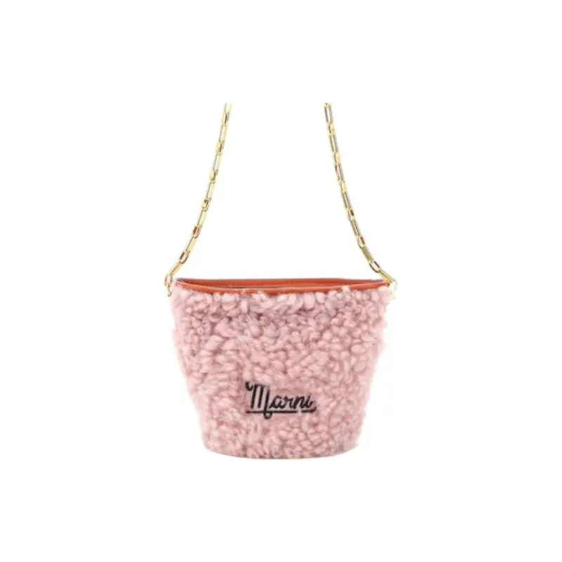 MARNI Shearling With Calfskin Accents Chain Bag Shoulder Bag Crossbody Bag Women's Pink-0