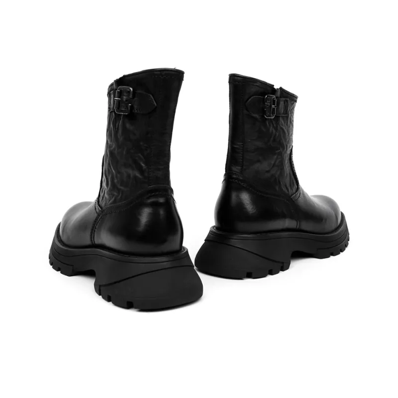 PALMPOLO Leather Lined Ankle Boots Platform Height Increasing 5cm Men's-8