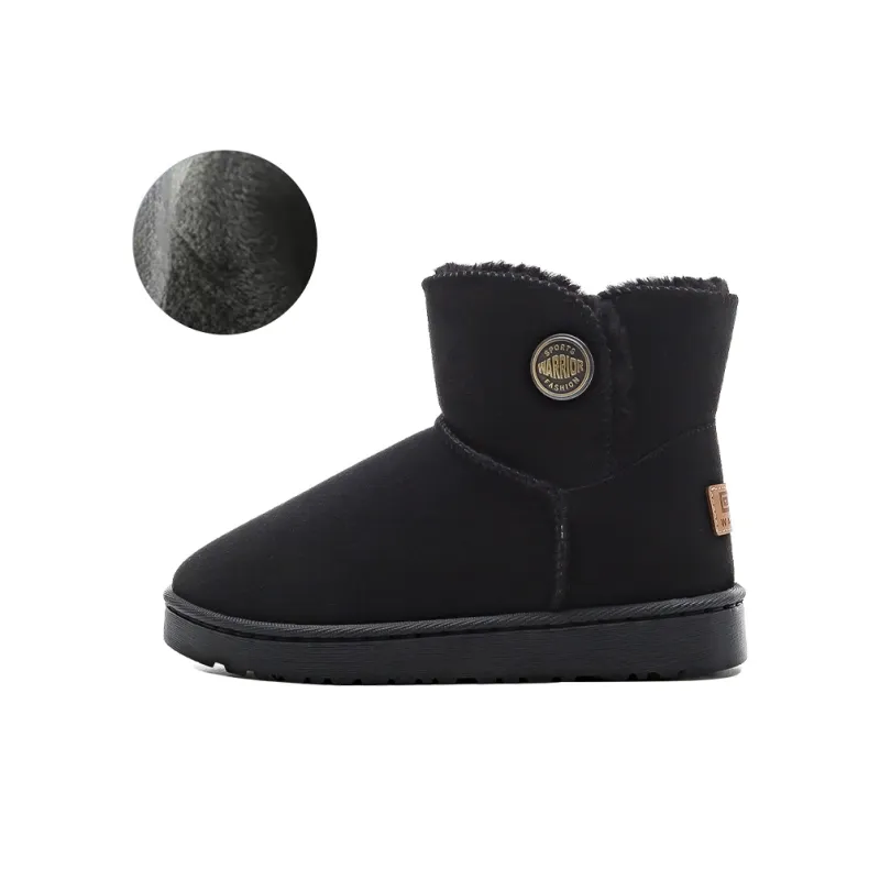 Warrior Thermal Abrasion Resistant Cushioning Height Increasing Slip Resistant Coverage Short Snow Boots Women's Black-1