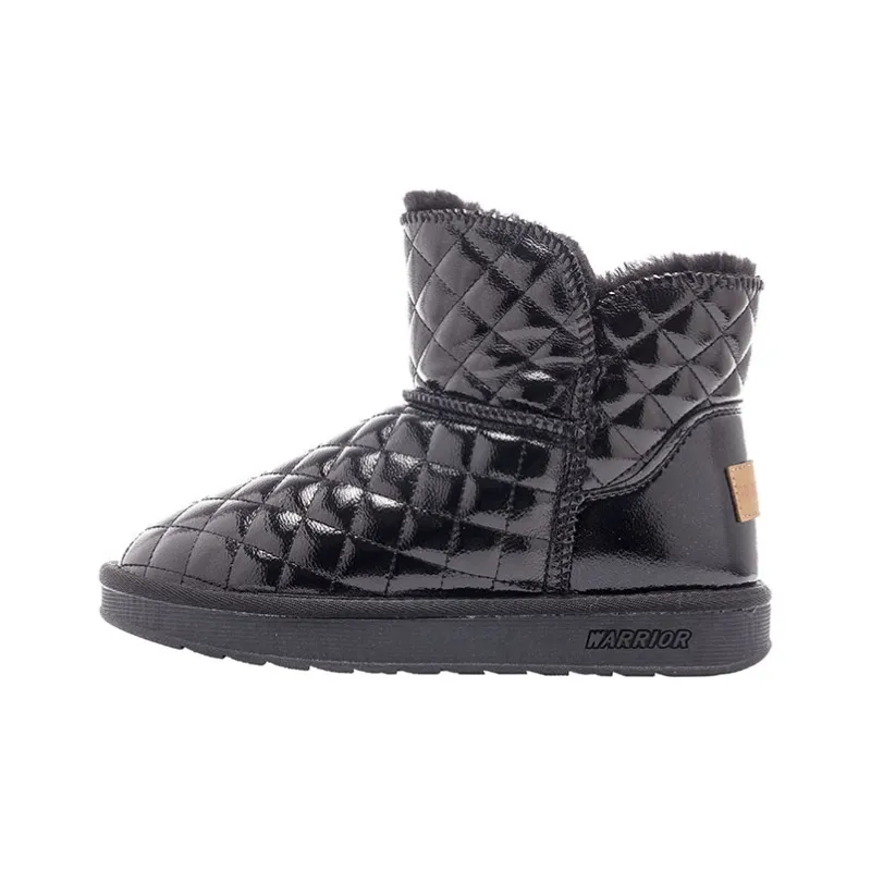 Warrior Fleece Lined Cotton Blend Warm Short Snow Boots Women's Black-0