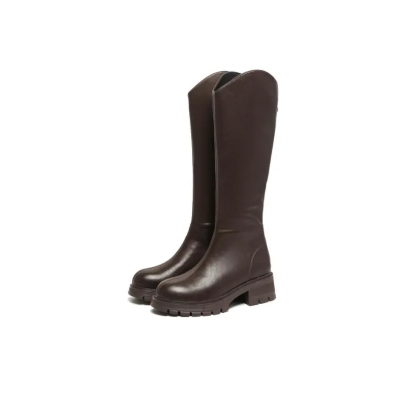 DUSTO Knee high Boots Women's Black/Beige/Coffee-12
