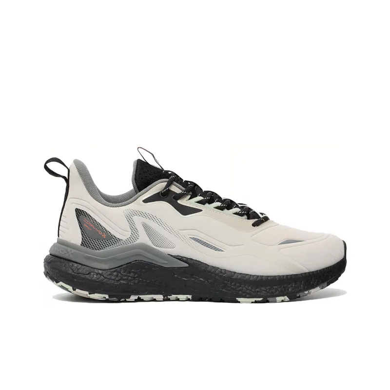 XTEP Cushioning Anti Slip Wear Resistant Breathable Lightweight Rebound Low Top Running Shoes Men's Gray Beige Black-1