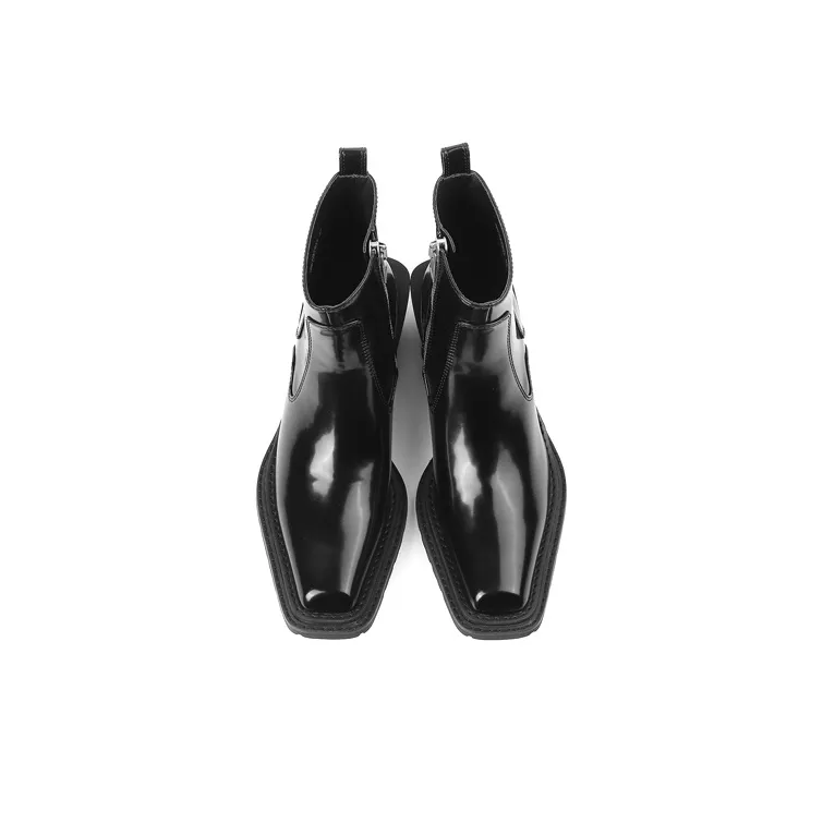 Untitlab #13 Hitch Boots Shiny Black Ankle Boots Unisex Black-2