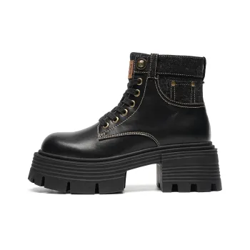 EBLAN Short Mid Calf Martin Boot Women's Black