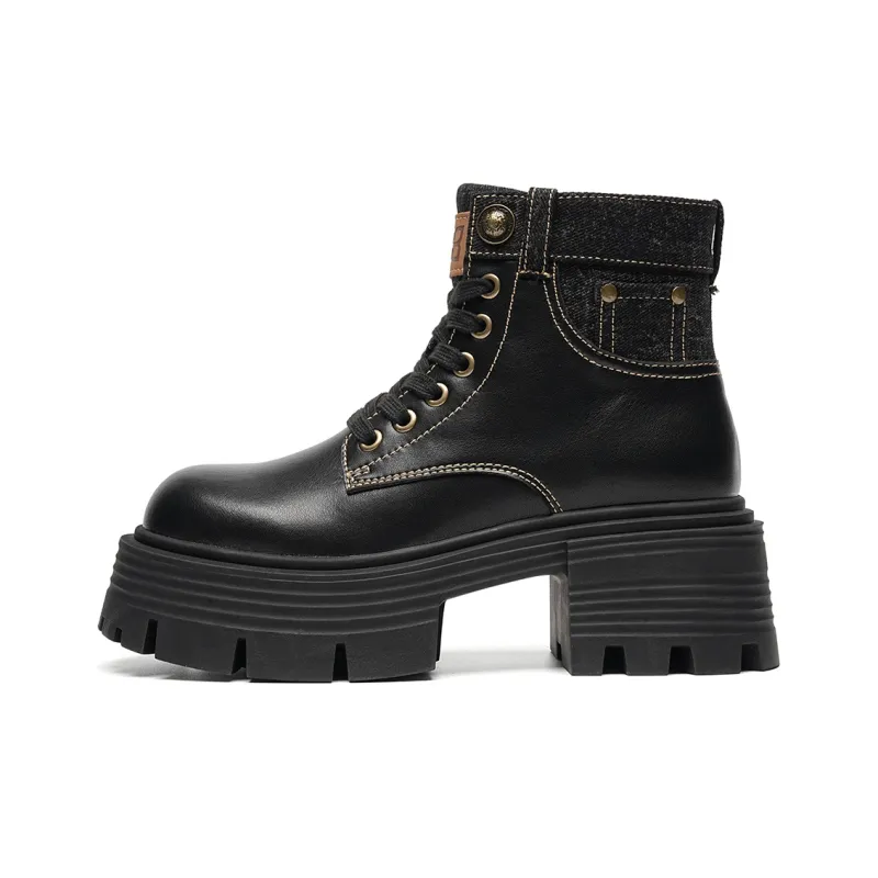 EBLAN Short Mid Calf Martin Boot Women's Black-0