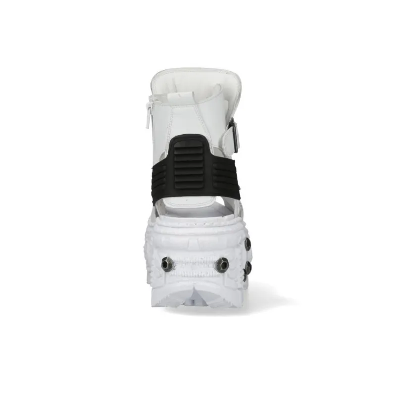 NEW ROCK Ankle Boots 10cm Unisex White-5