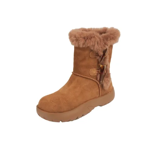 XIAOAJUE Snow Boots Women's Black/Khaki