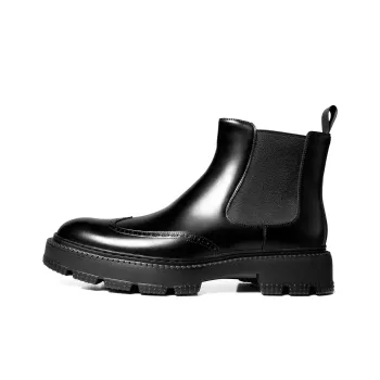 THOM WILLS British Style Business Formal Calfskin Boots 12cm Chelsea Boots Men's Black
