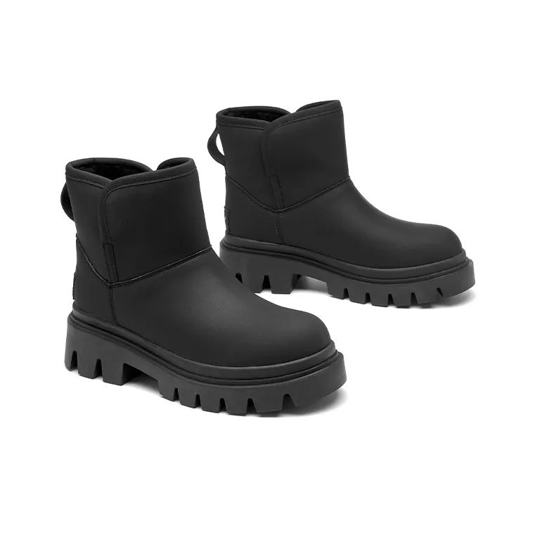 Beau Today Synthetic Leather Warm Crew Snow Boots Women's-2