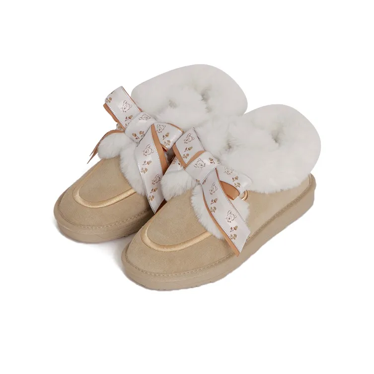 Disney x GRACEGIFT Warm Slip-Resistant Ankle-Length Snow Boots Women's Beige-3