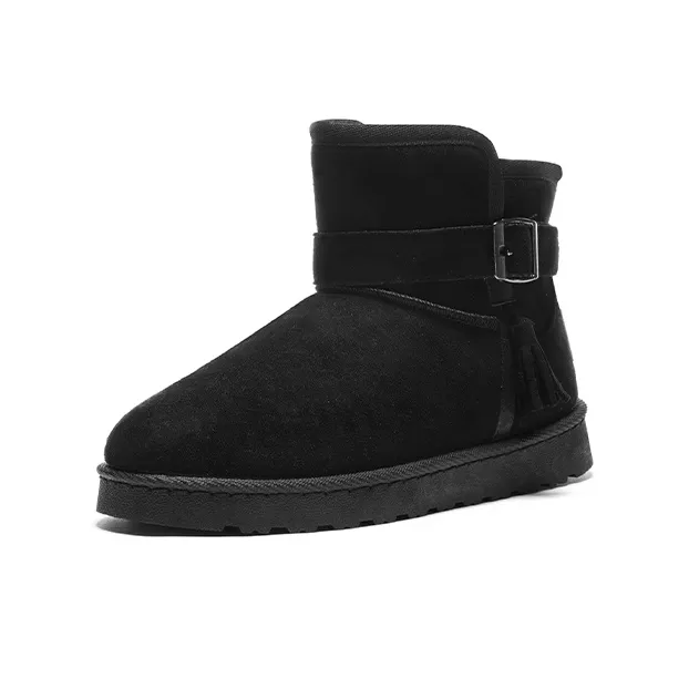 Warrior Warm Wear Resistant Cushioning Short Snow Boots Women's Black-1
