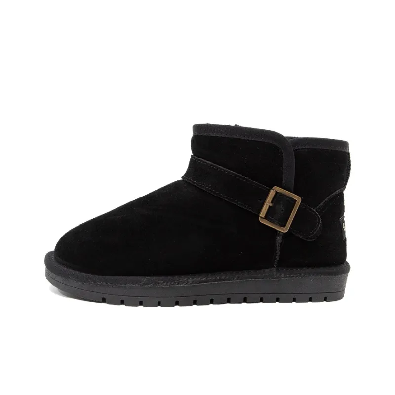 Feiyue Warm Wear-Resistant Slip-Resistant Short Mid-Calf Snow Boots Women's Black-2