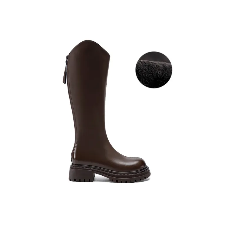 ZHR Knee high Boots Women's Black/Milk Tea/Brown-34