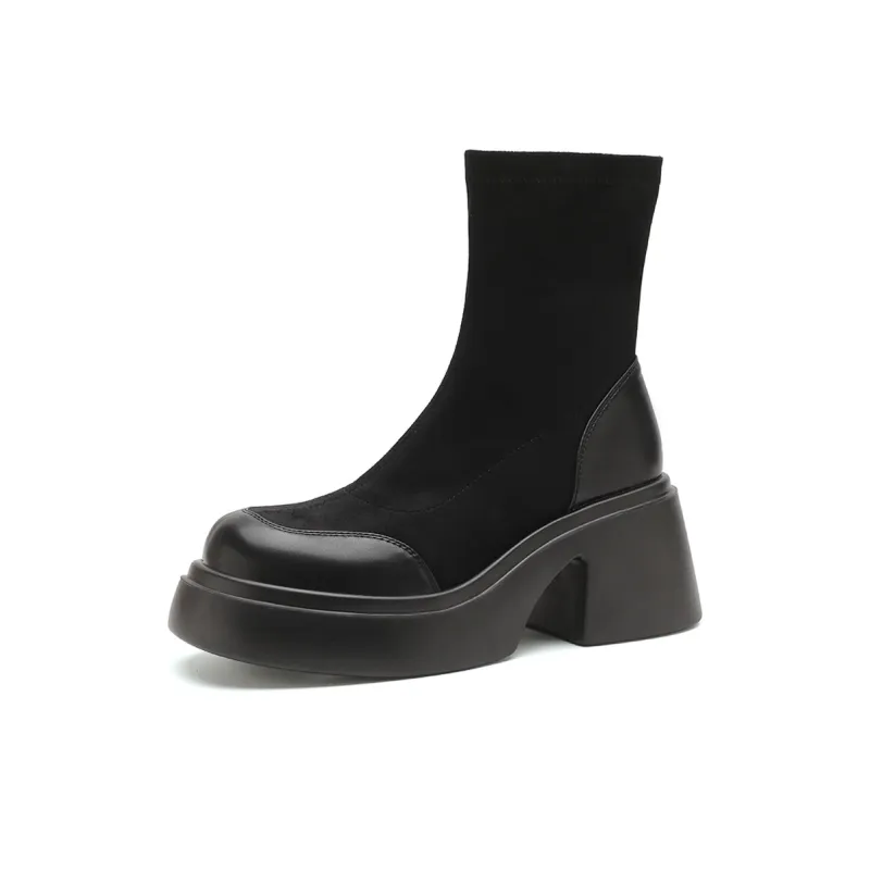 FOXER Ankle Boots High Heel Women's Black-8