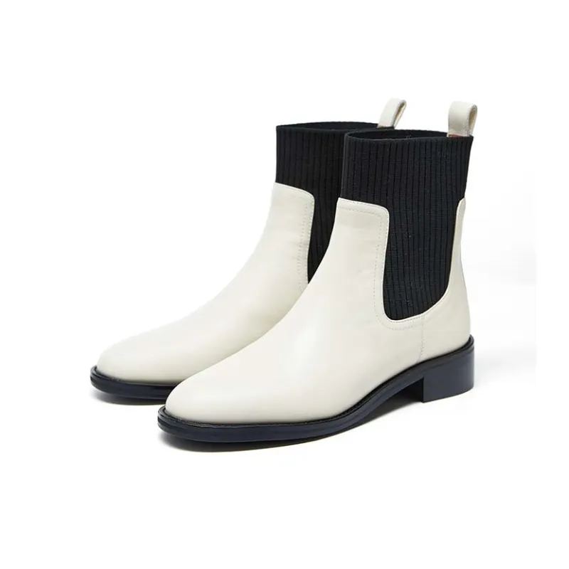 Marie Claire Ankle Length Chelsea Boots 3.5cm Women's Reverse White-1
