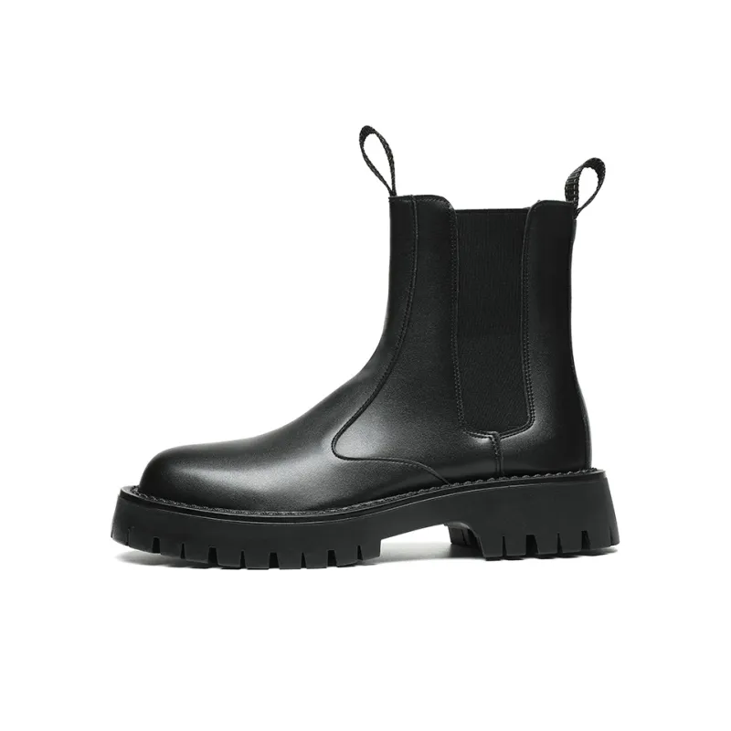Beidouniao Crew Chelsea Boots 3cm Men's Black-0