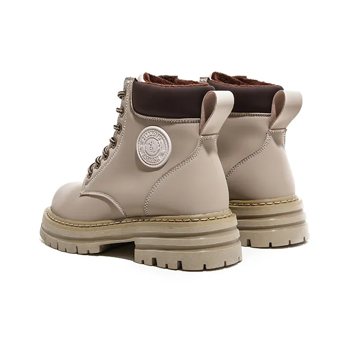 HUANQIU Short Mid Calf Martin Boot Unisex Sand-3