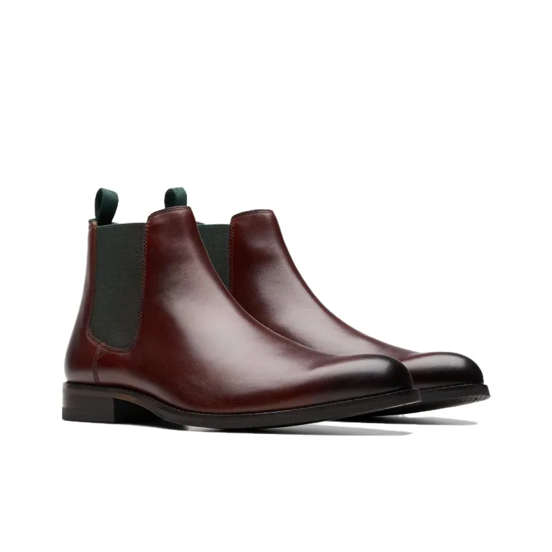 Clarks Craft Arlo Top Short Chelsea Boots Men's Red-2