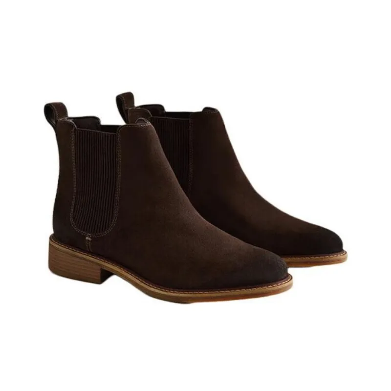 Clarks Short Chelsea Boots Women's Dark Brown-2
