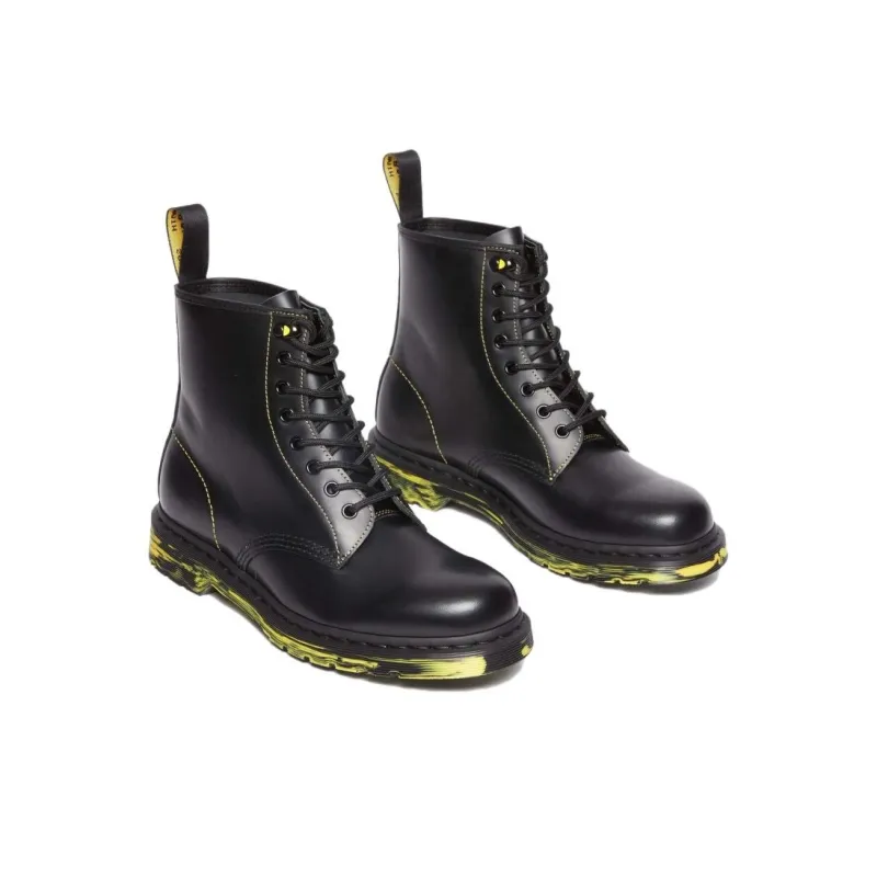 Dr.Martens 1460 Marbled Sole Smooth Leather Lace Up Boots 'Black'-2