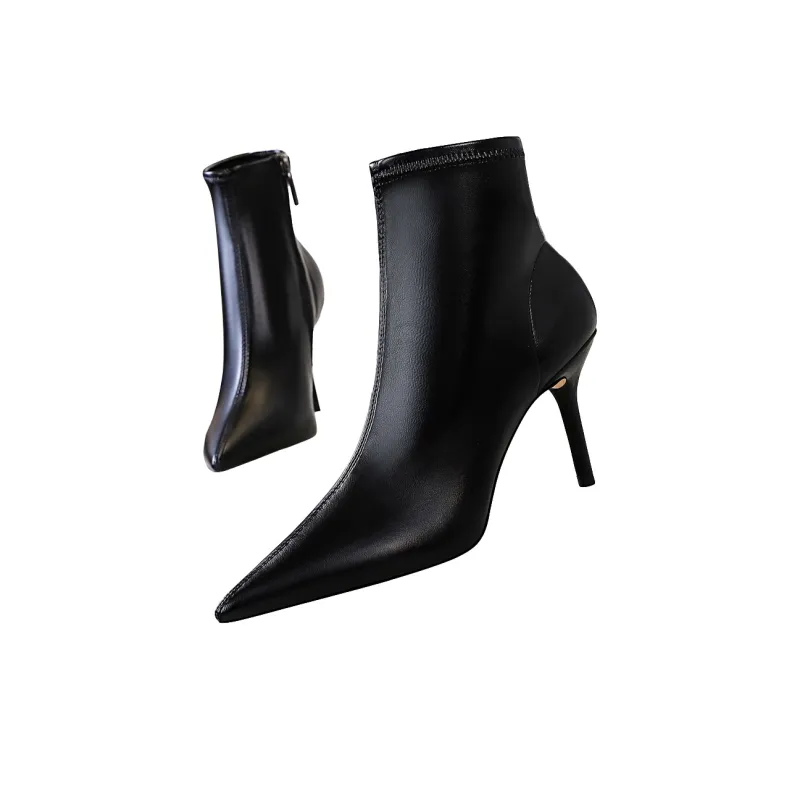 QITUMAUL Ankle Boots 8cm Women's Black-3