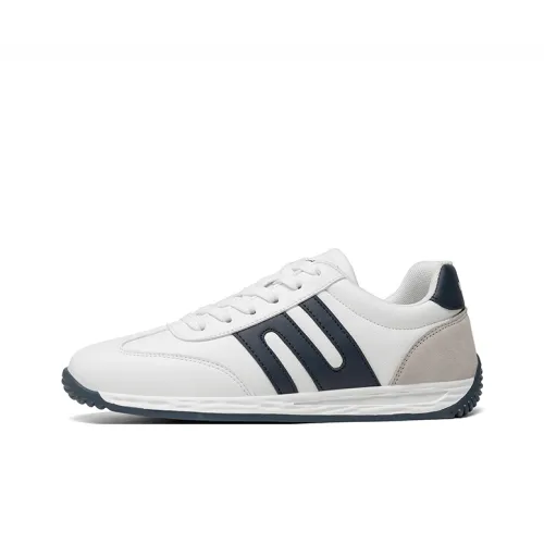 AGSDON Non slip Lightweight Low Top Casual Shoes Men's White Blue