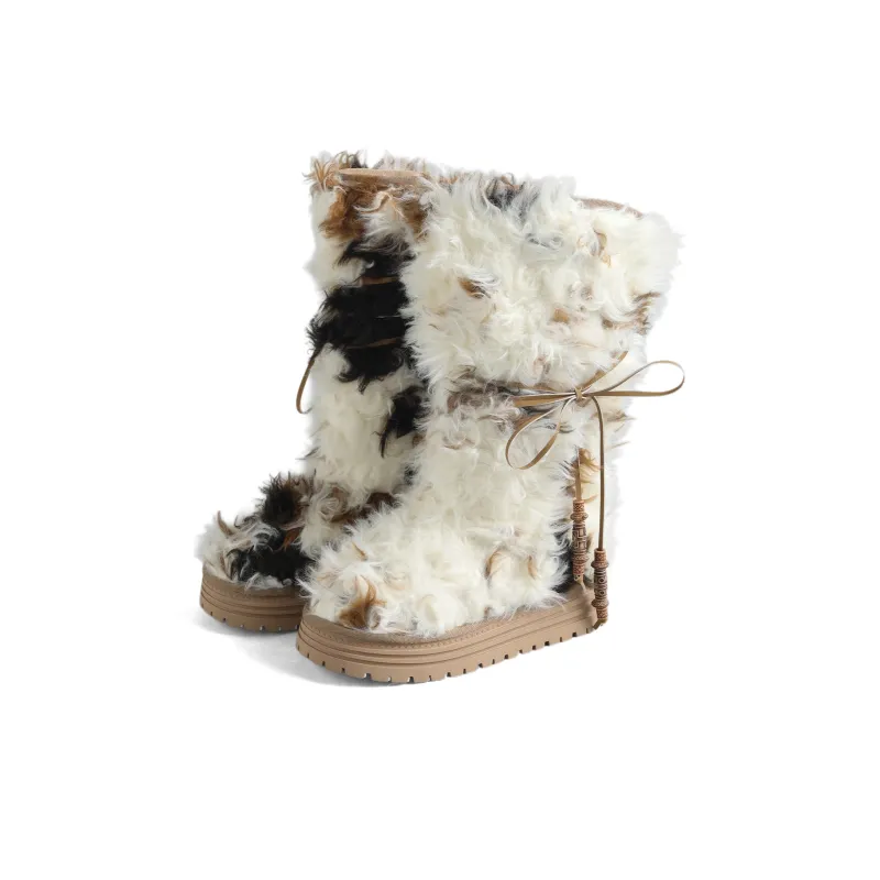 DOLIN COLLECTION 32cm Small Curl Snow Boots Women's Multicolor-1