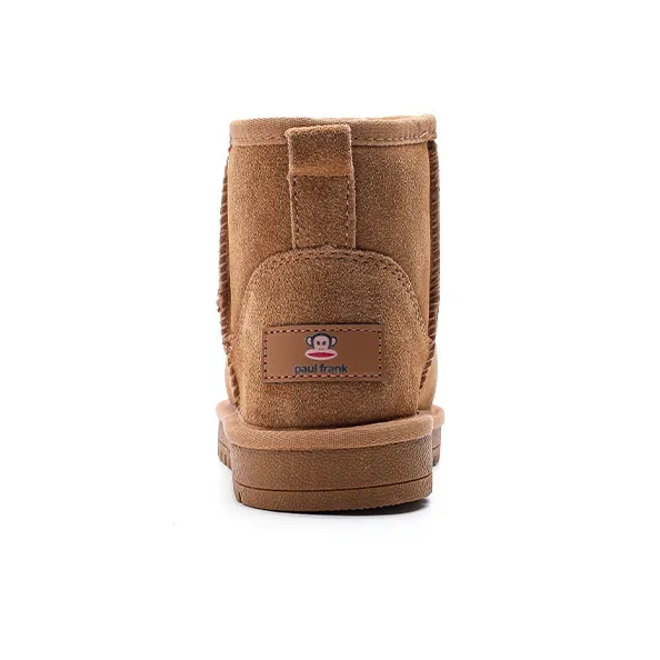 PAUL FRANK Wear Resistant Slip Resistant Warm Short Snow Boots Unisex Light Brown-3