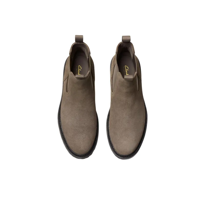Clarks Short Chelsea Boots Men's Gray-3