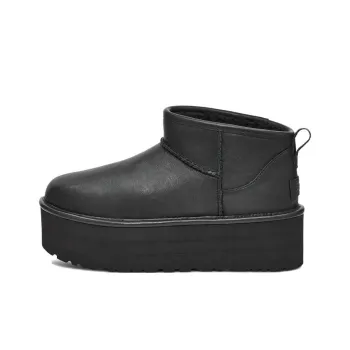 UGG Classic Ultra Mini Platform Boot Black Leather Women's