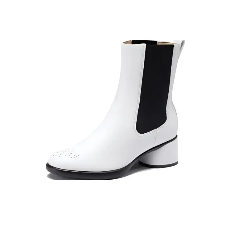 Ecco Short Chelsea Boots 5cm Women's White-2