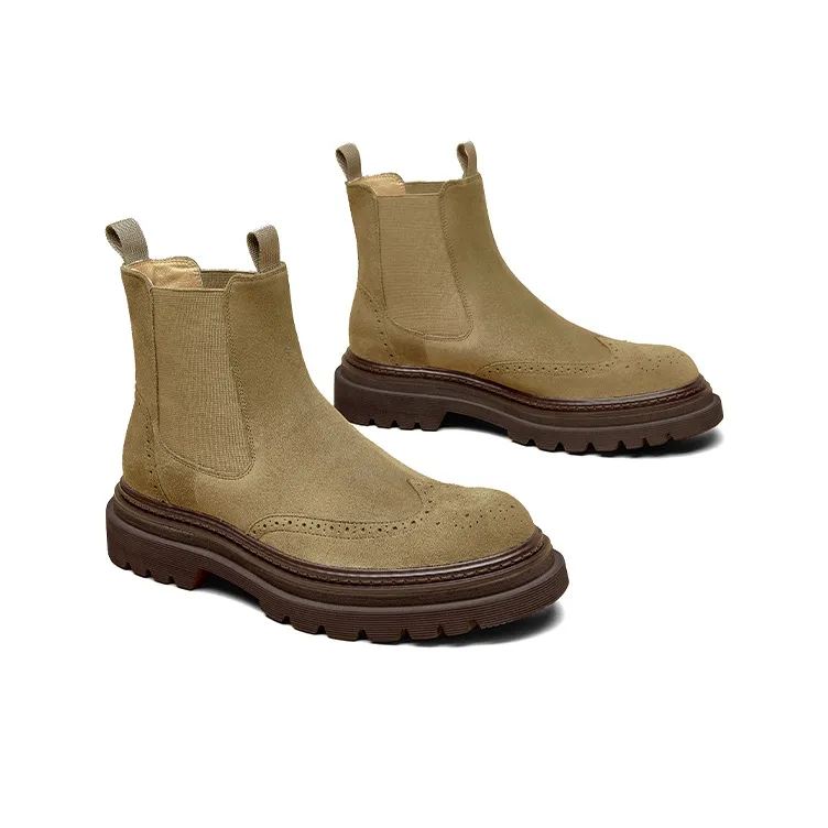 Beau Today Short Chelsea Boots 5.5cm Men's Khaki-2