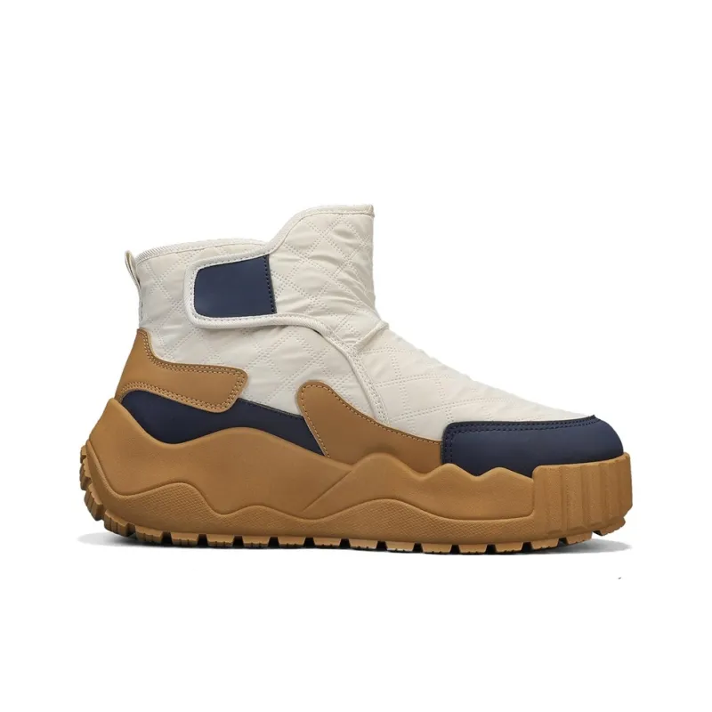 Warrior Warm Coverage Height Increasing Wear Resistant Slip Resistant Short Snow Boots Men's Beige Khaki Dark Blue-2