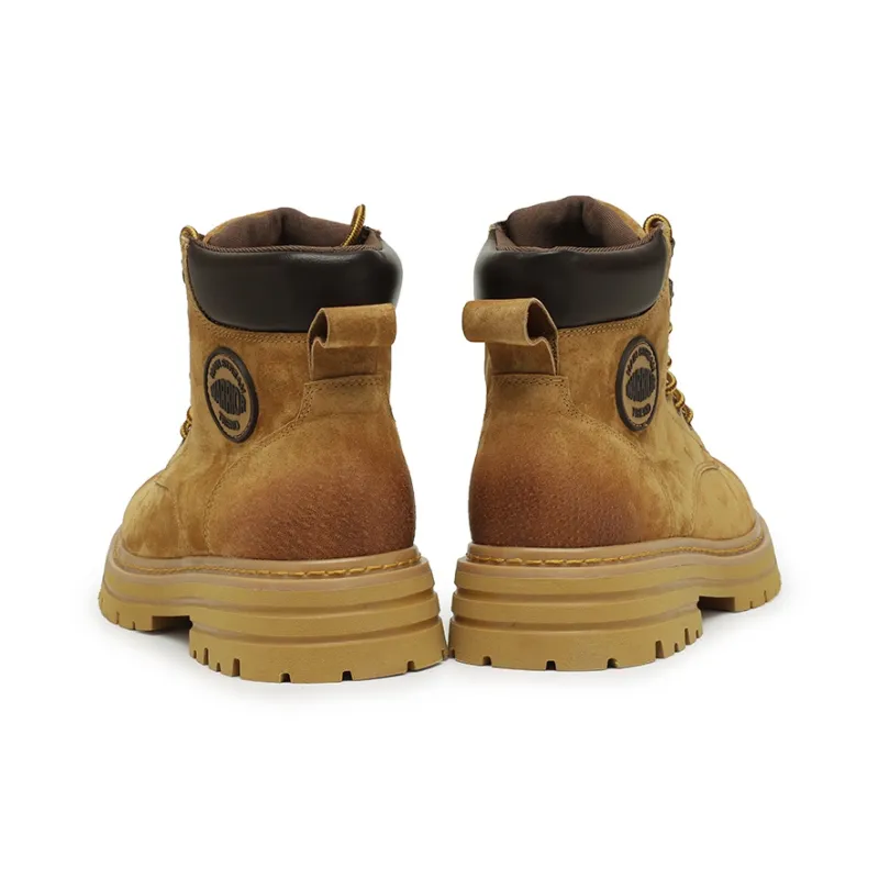 Warrior Water Resistant Wear Resistant Height Increasing Short Outdoor Boots Unisex Earth Yellow-4