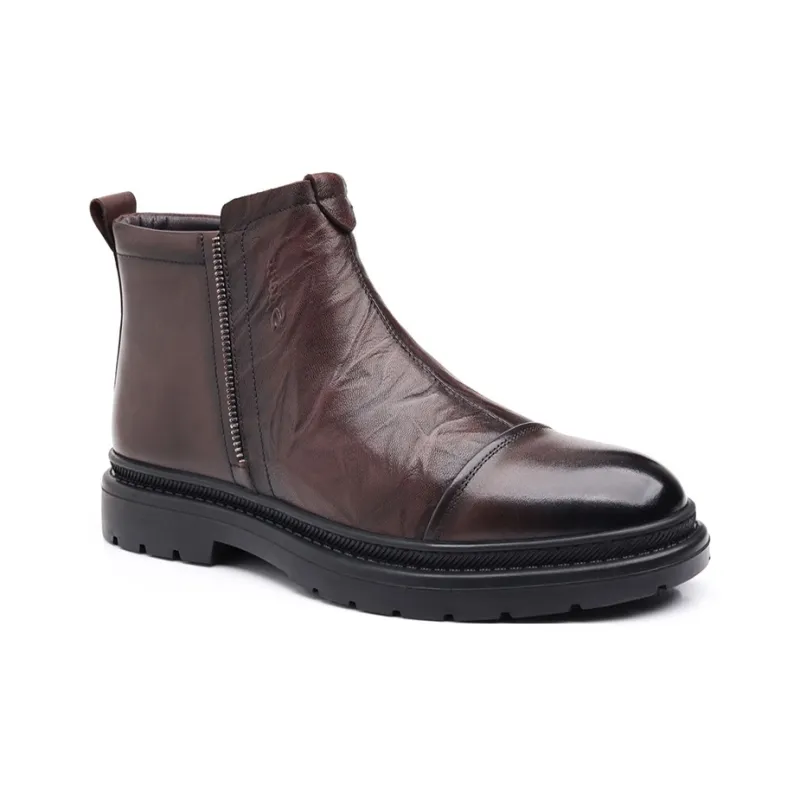 GZZ Ankle Boots Men Black/Brown-12