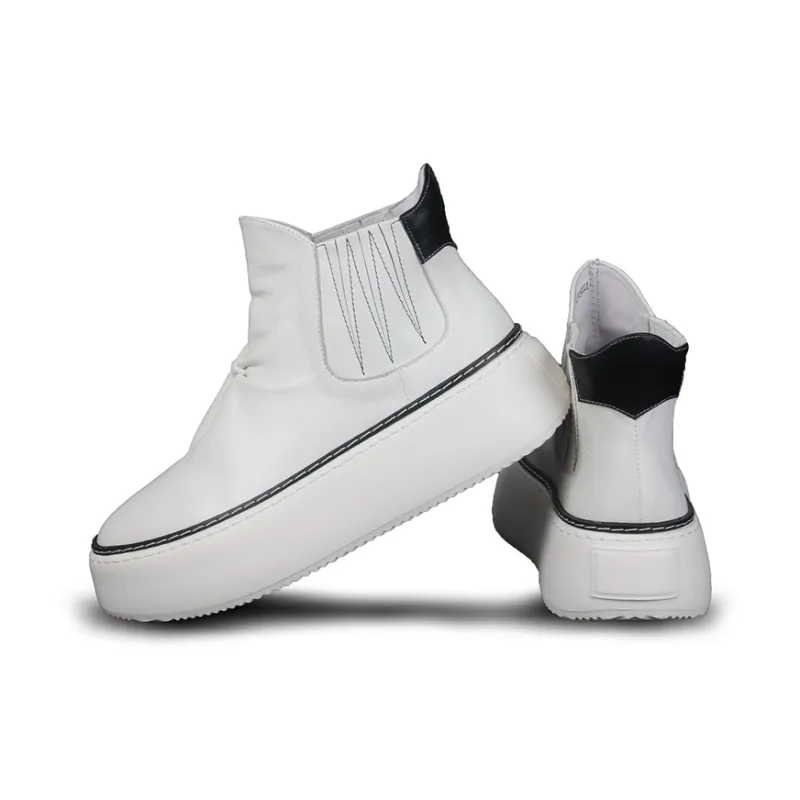Thai Points Short Chelsea Boots Men's White-2