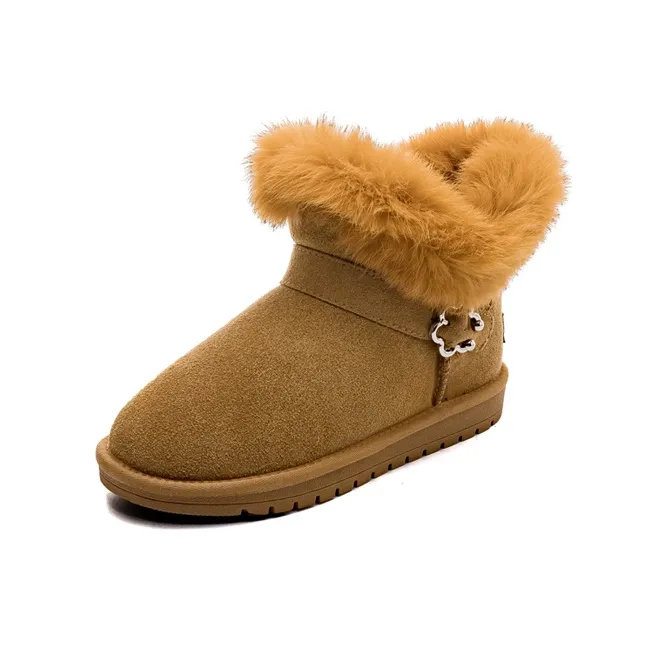 Warrior Wear Resistant Slip Resistant Short Snow Boots Women's Chestnut-1