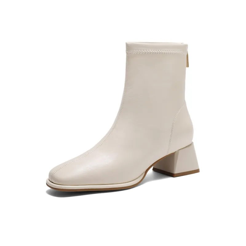 BELLE Ankle Boots Women's Khaki/Ecru/Black/Black, Pleated Leather/Brown, Pleated Leather-5