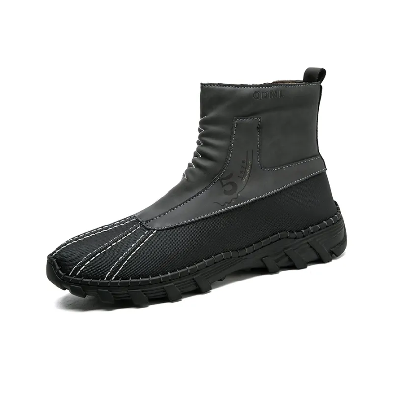 Qiandongmeili Ankle Boots Men Black/Khaki/Gray-16