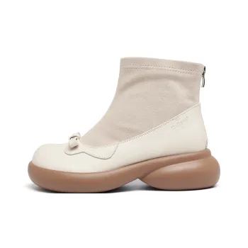 OULISASI Ankle Boots Women's Ecru/Apricot/Taro Purple/Brown/Black