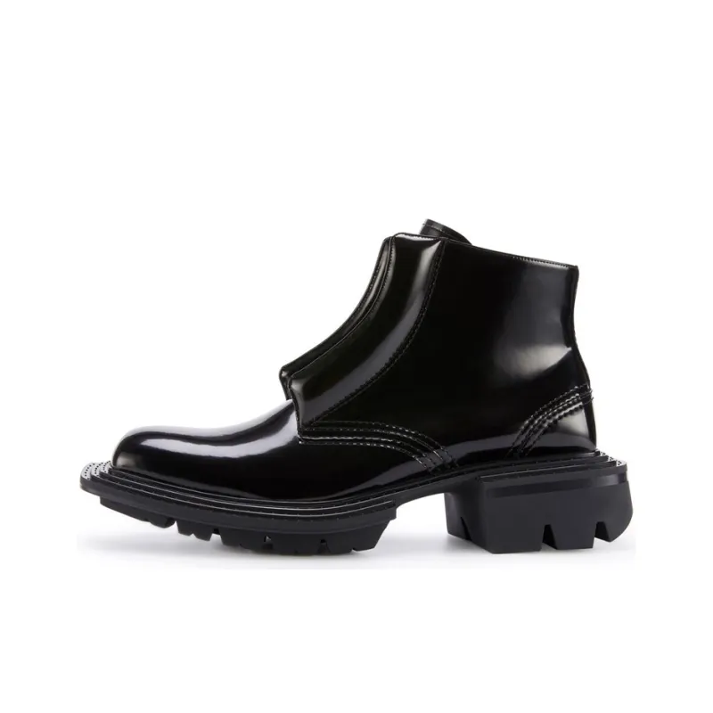 Untitlab 11 Reel Derbies Tall Black Ankle Boots Unisex Pitch Black-0