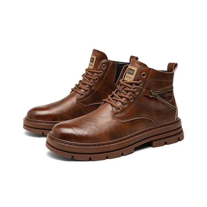 GERTOP Martin Boots Men Black, Red Brown-1