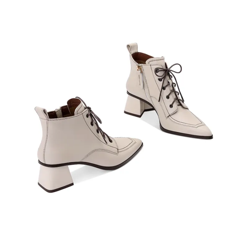 JESSICA SOPHIA Ankle Boots 5.5cm Women's Ecru-7