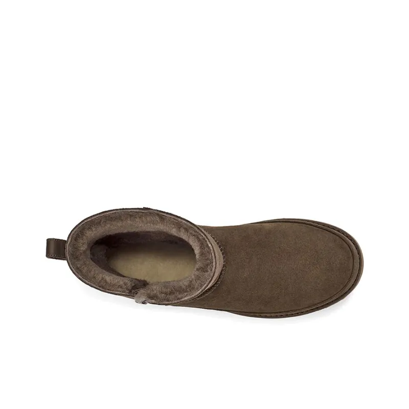 UGG Classic Zip Short Stiefel Fleece Lined Brown Women's-4