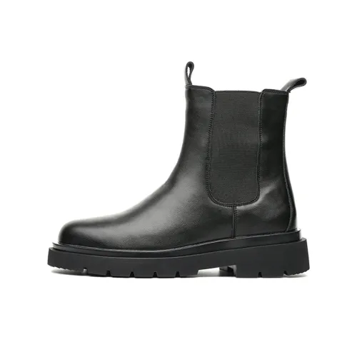 WEISHIBANGWEI Crew Chelsea Boots Medium Heel Men's