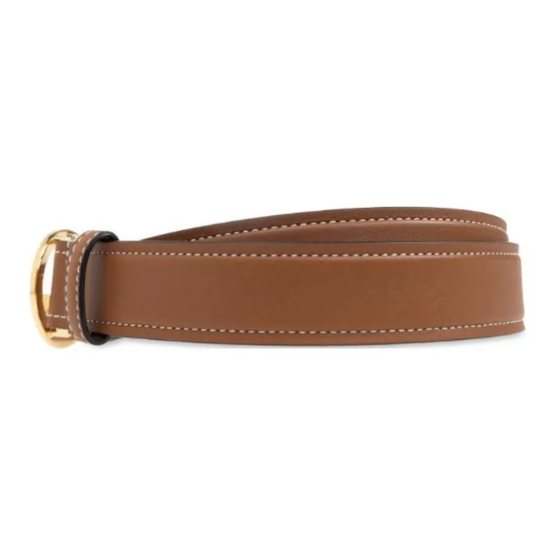 GUCCI Calfskin Leather Belts Women's Umber Width: 3CM-1