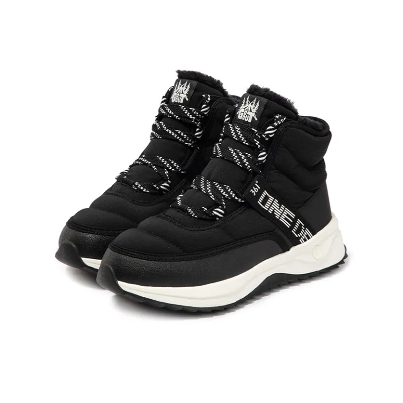 361° Fleece Snow Warm Wear-Resistant Slip-Resistant Short Snow Boots Women's Black White-2