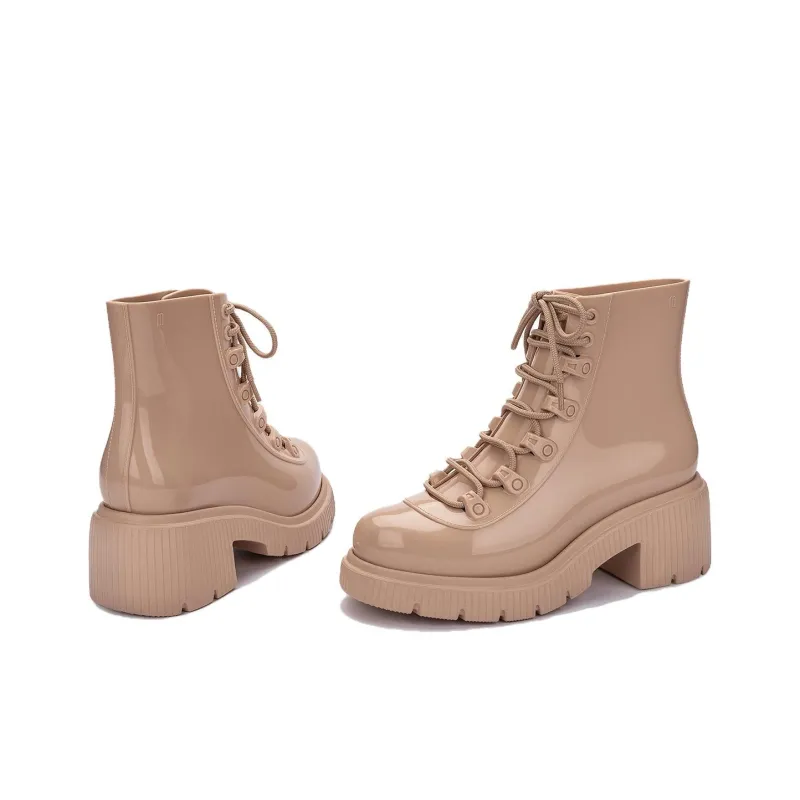 MELISSA Ankle Boots Martin Boots Women's Green Beige Burgundy-7