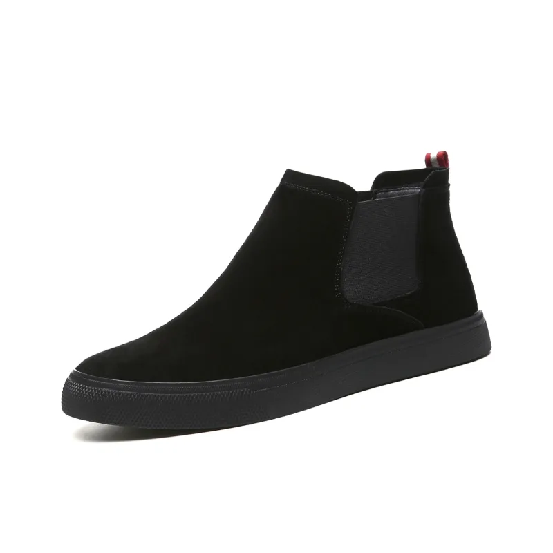 LUOGOKS Short Chelsea Boots Men Black-1